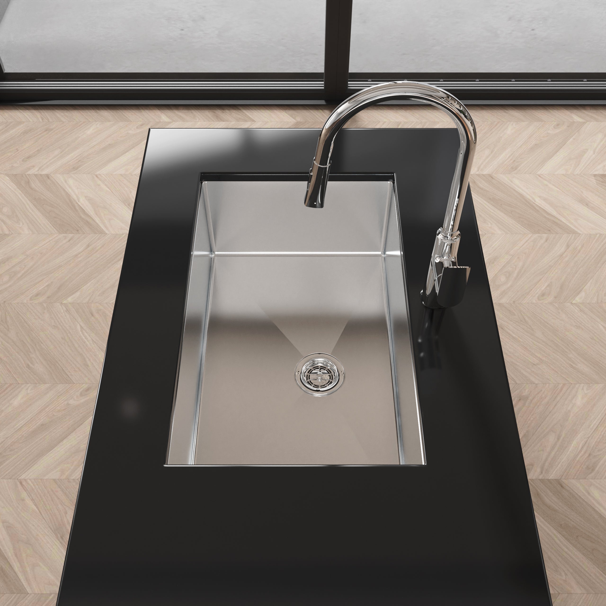 Stainless Steel Kitchen Sink, 30″x19″ Drop In Single Bowl, Undermount Handmade Sink in Brushed Nickel, with US Standard Drain and Hook, LS-SSBR05