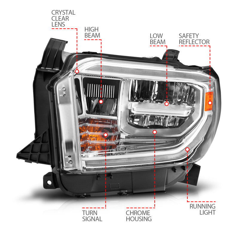 ANZO 2014-2017 Toyota Tundra LED Crystal Headlights w/ Switchback Chrome Housing w/ DRL 111532