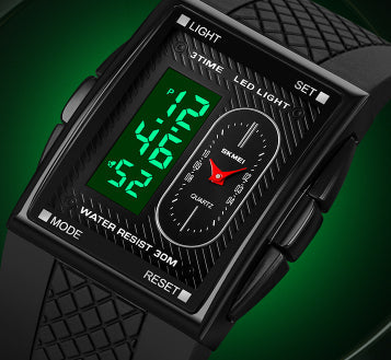 Simple Student Youth Fashion Trend Double Display Multi-functional Sports Waterproof Electronic Watch