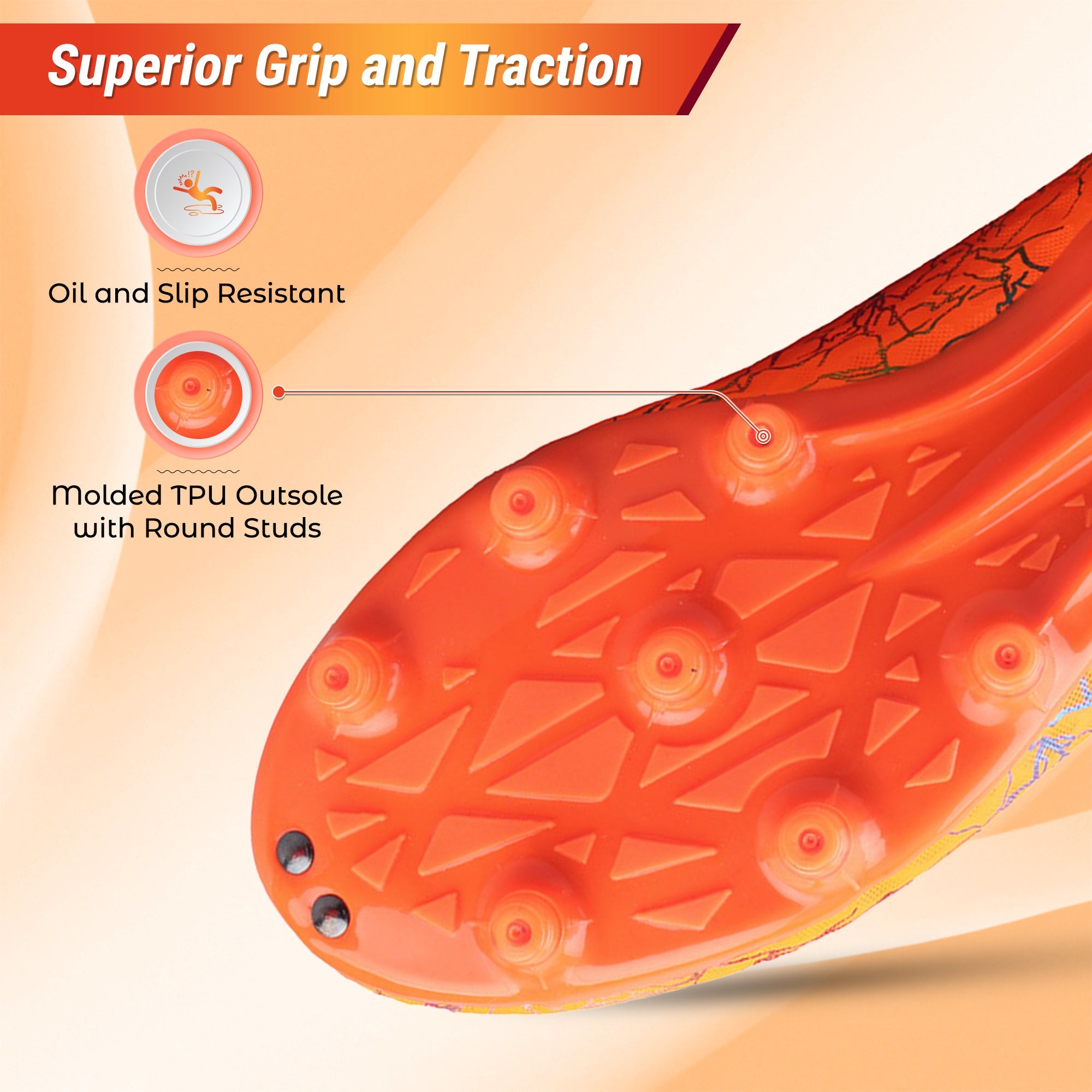 Vizari Zodiac JR Kids Firm Ground (FG) Soccer Cleats – Orange, Youth Sizes 8C–6Y