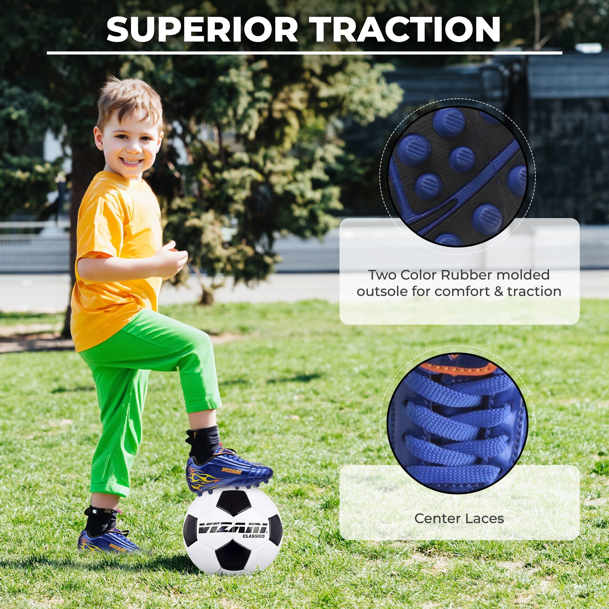 Youth Firm Ground Soccer Cleats – Blaze Blue/Orange