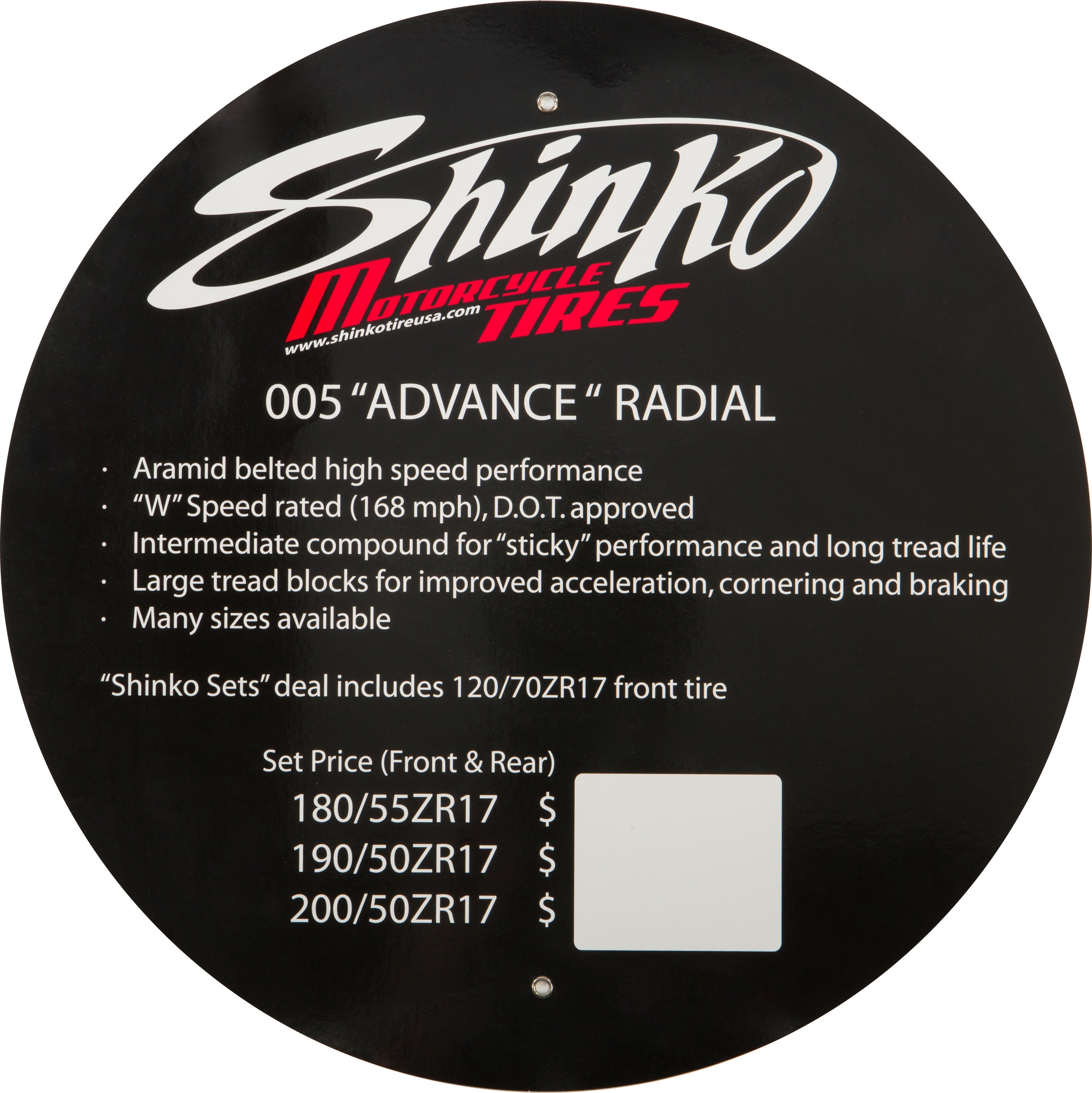 SHINKO, Shinko 005 Advance Tire Display Sign - Professional Tire Shop Signage Solution