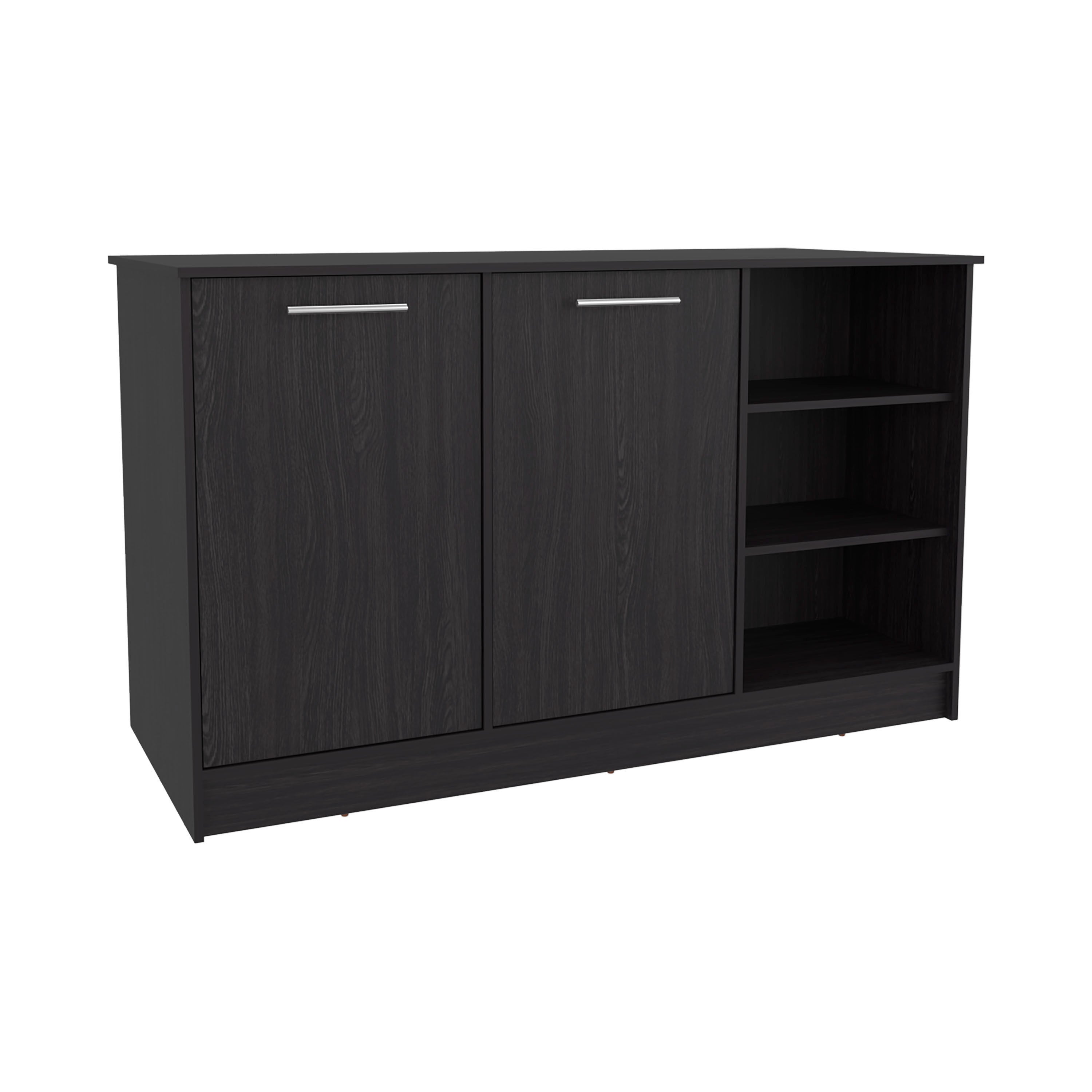 Kitchen Island Two Cabinets, Three Open Shelves