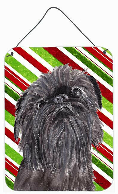 Brussels Griffon Candy Cane Christmas Wall or Door Hanging Prints Aluminum Metal Sign Kitchen Wall Bar Bathroom Plaque Home Decor Front Door Plaque, 12x16, Multicolor