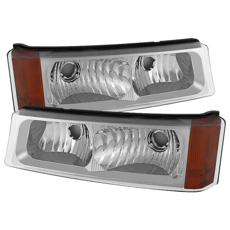 SPYDER Xtune Chevy Silverado 03-06 Bumper Lights Amber Reflector Chrome CBL-JH-CSIL03-AM-E 5079299