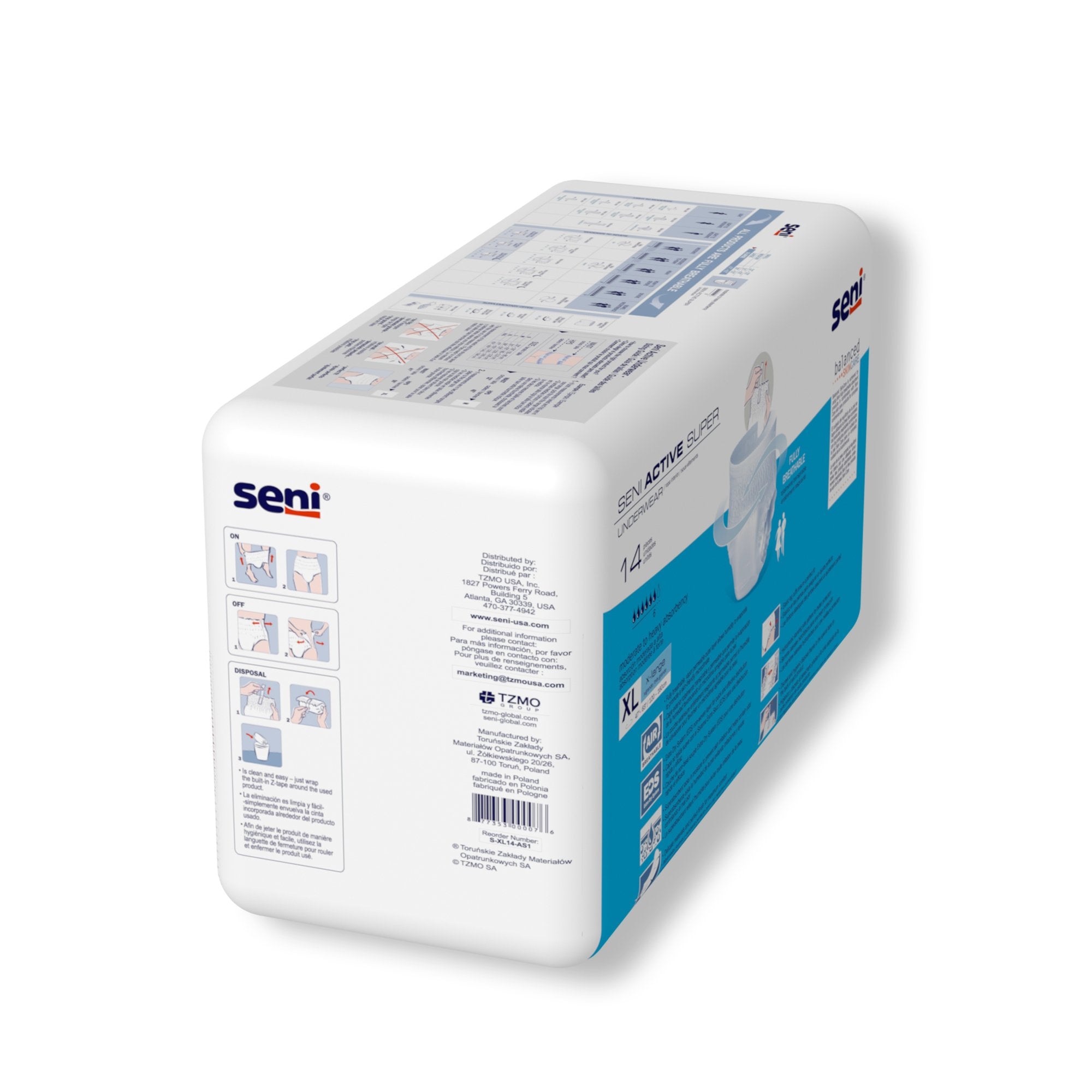Seni® Active Super Moderate to Heavy Absorbent Underwear, Extra Large S-XL14-AS1