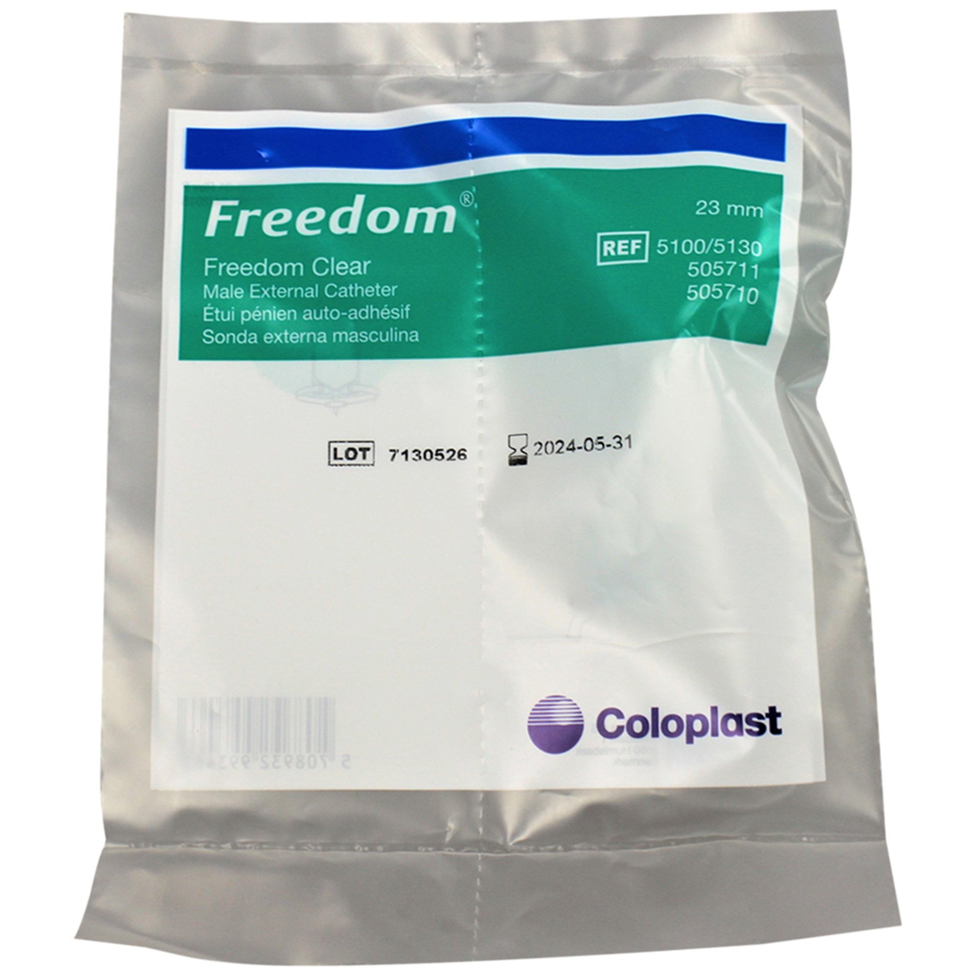 Freedom® Clear Silicone Male External Catheter, 23 mm, Small 5100