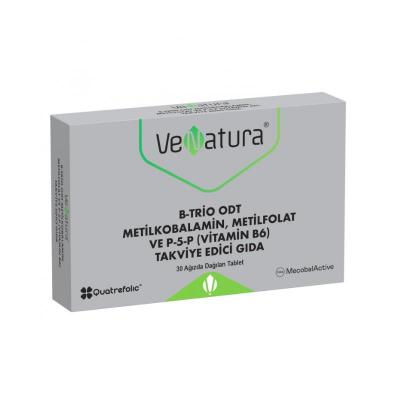 Venatura B-Trio: Advanced Vitamin B Complex - Methylcobalamin, Methylfolate, P-5-P for Enhanced Energy & Nerve Support - 30 Orally Disintegrating Tablets