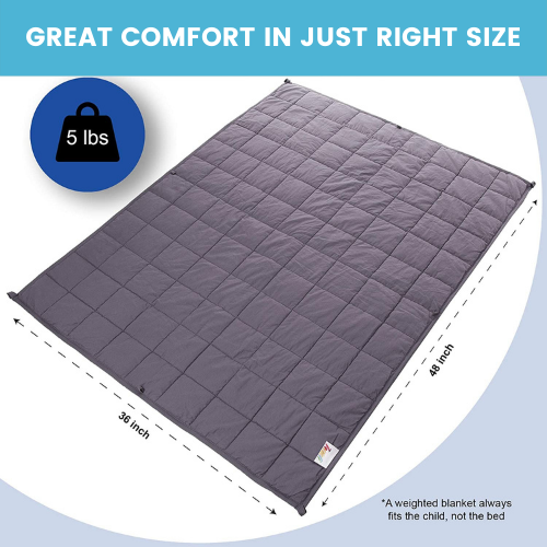 5 Lbs Kids Weighted Blanket with Cover | 36"x48" | 100% Cotton, Glass Beads