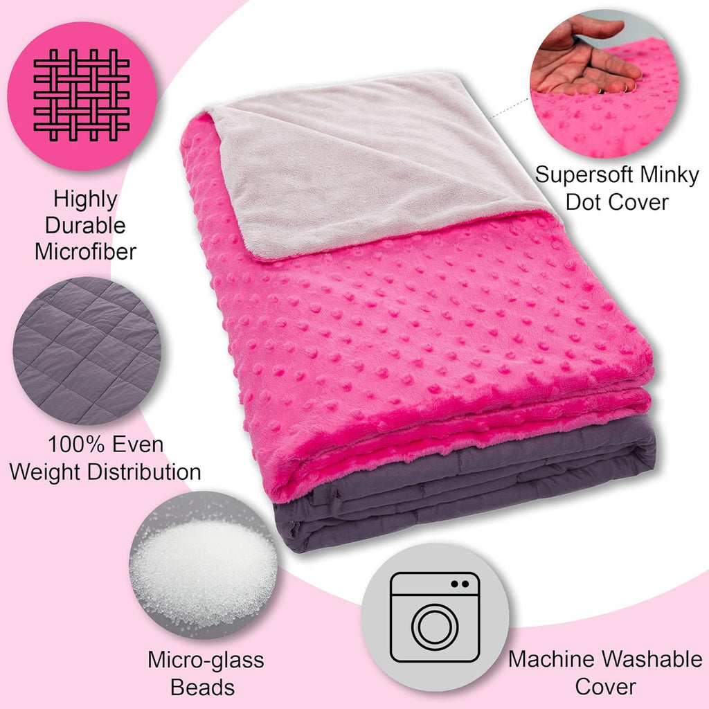 5 Lbs Kids Weighted Blanket with Cover | 36"x48" | 100% Cotton, Glass Beads