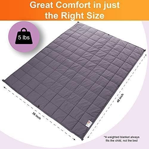 5 Lbs Kids Weighted Blanket with Cover | 36"x48" | 100% Cotton, Glass Beads
