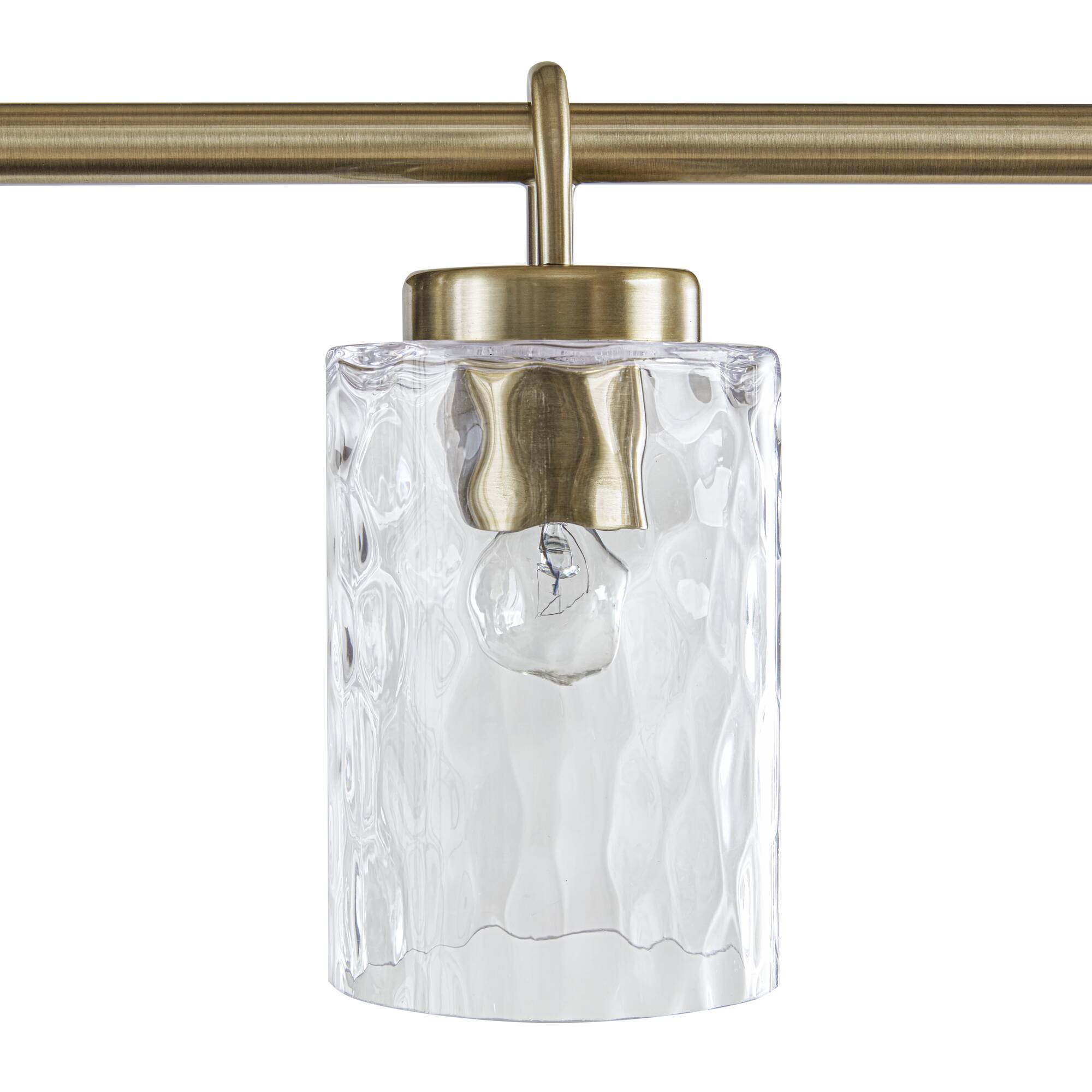 5-Light Linear Chandelier – Textured Glass Shades & Antique Brass | Dining Room & Kitchen Island
