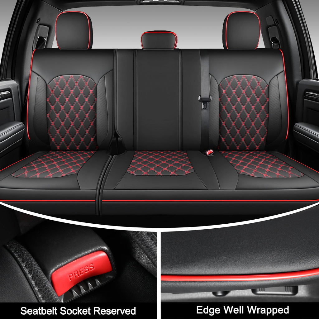 Umbrauto Custom Fit Seat Covers for Ford F150, Pickup Truck Nappa Leather Seatcovers for 2015-2025 Ford F150 SuperCrew/ 2017-2025 F250 F350 F450 Super Duty Crew Cab XL XLT Lariat King Ranch Platinum,Red