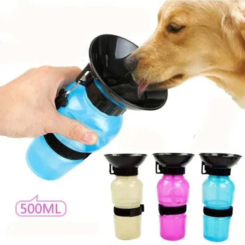 500ml Outdoor Portable Pet Water Bottle – Leakproof Dog & Cat Travel Cup with Drinking Bowl Feeder - PhishStones Products