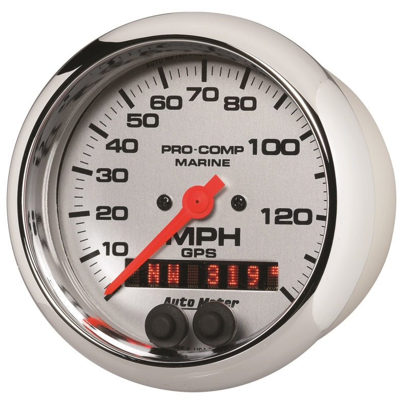 AutoMeter Marine Chrome 3-3/8in 140MPH GPS Speedometer Gauge 200638-35