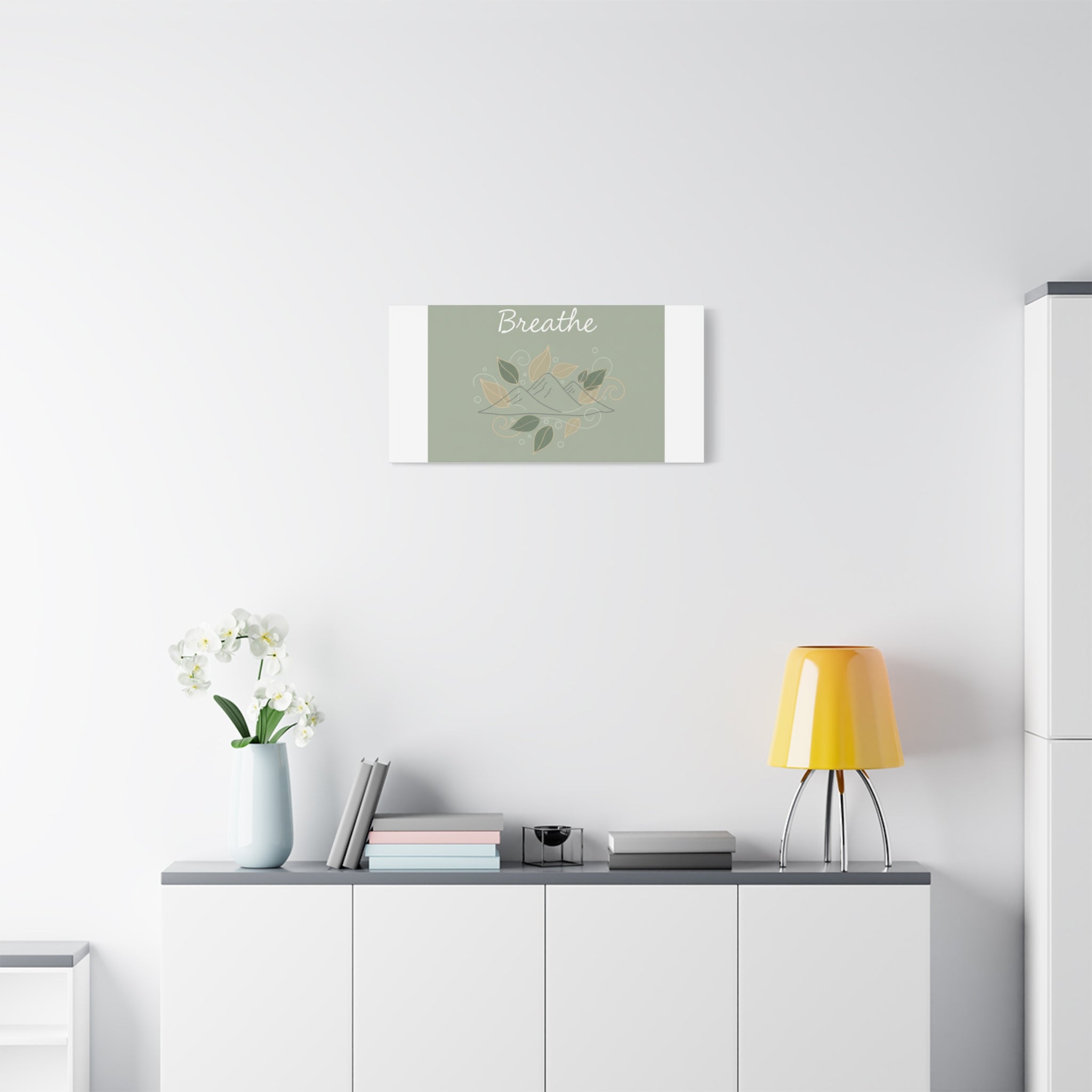 Breathe Mountain Line Canvas | Nature Symbols, Minimal Forest Wall Art