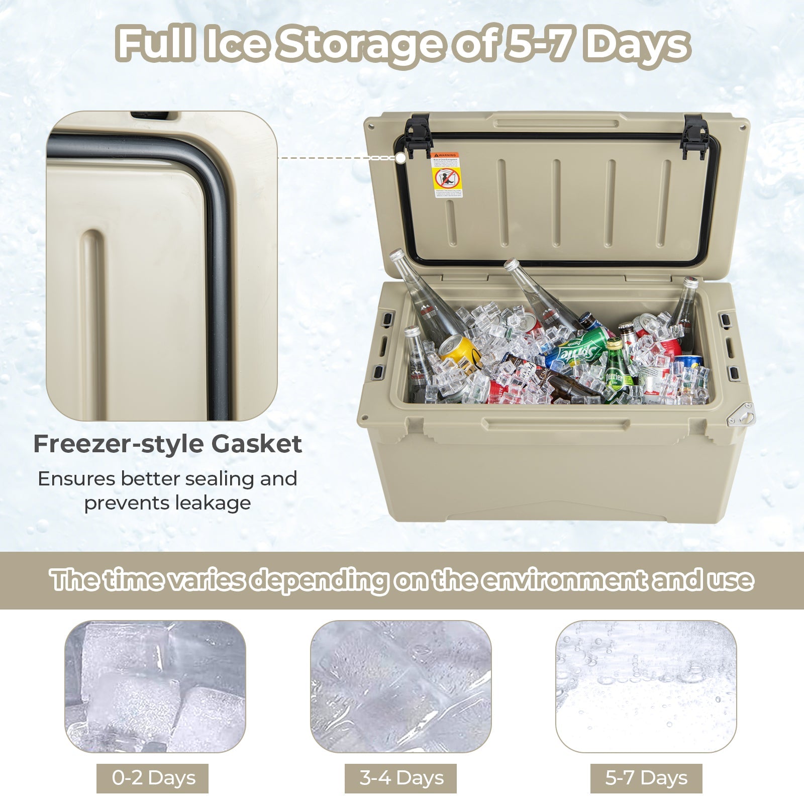 50 QT Rotomolded Cooler Insulated Portable Ice Chest with Integrated Cup Holders