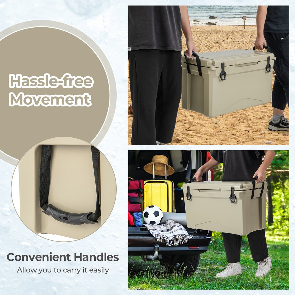 50 QT Rotomolded Cooler Insulated Portable Ice Chest with Integrated Cup Holders