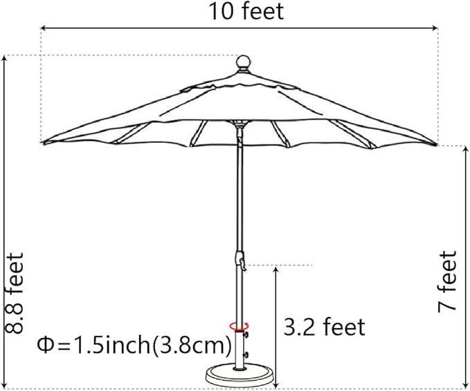 EliteShade USA 10-Year-Non-Fading 10Ft Market Umbrella Patio Umbrella Outdoor Table Umbrella with Ventilation, Teal