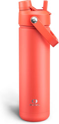 Insulated Water Bottle with Straw - Encool Stainless Steel Water Bottle, Leak-Proof, BPA-Free, Double Wall Vacuum Keeps Cold for 24 Hours for Sports, Travel, School (26 oz, Tawny Orange)