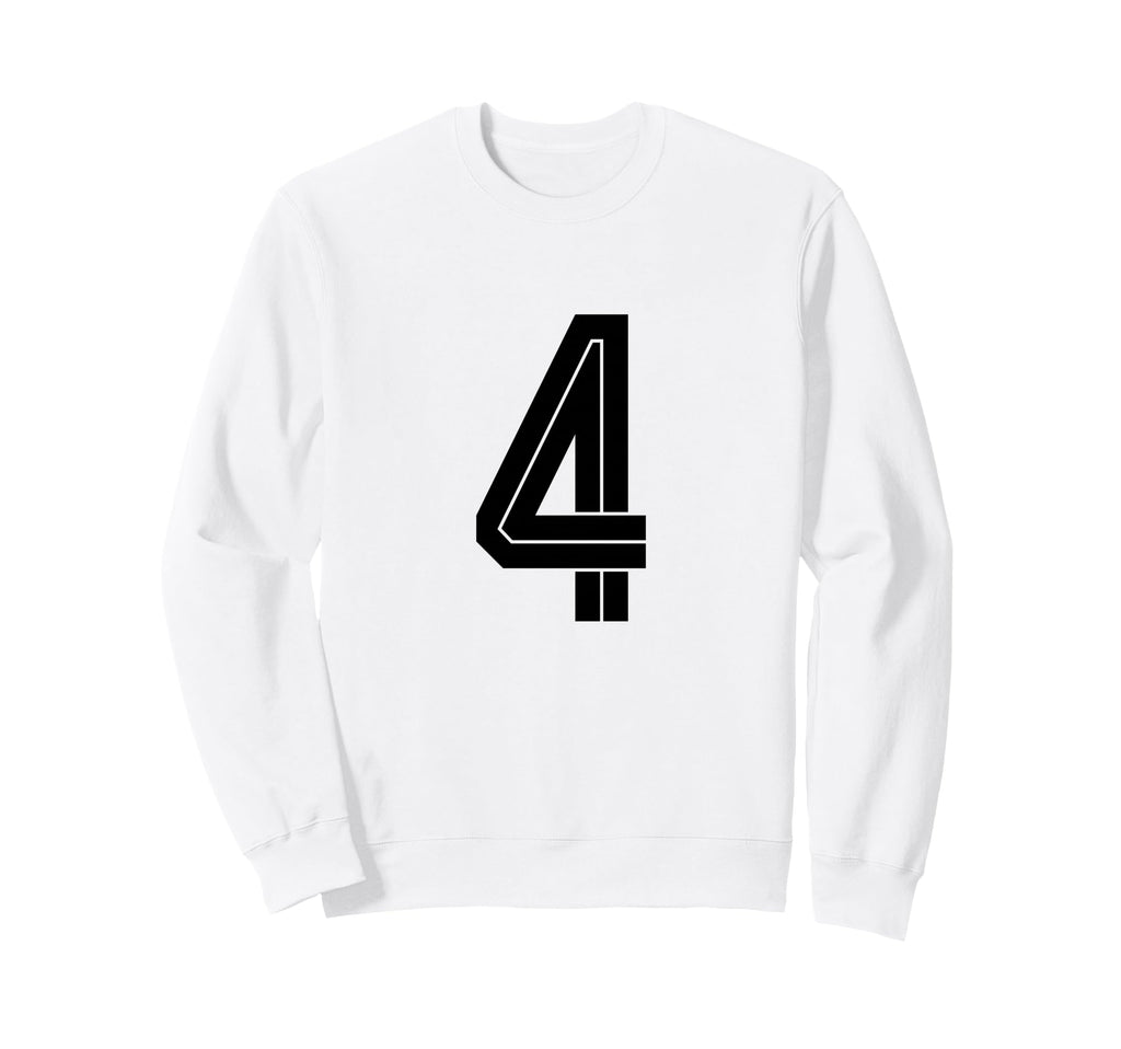 4 White Number 4 Sports Fan Sweatshirt - Casual Everyday Wear Men Women