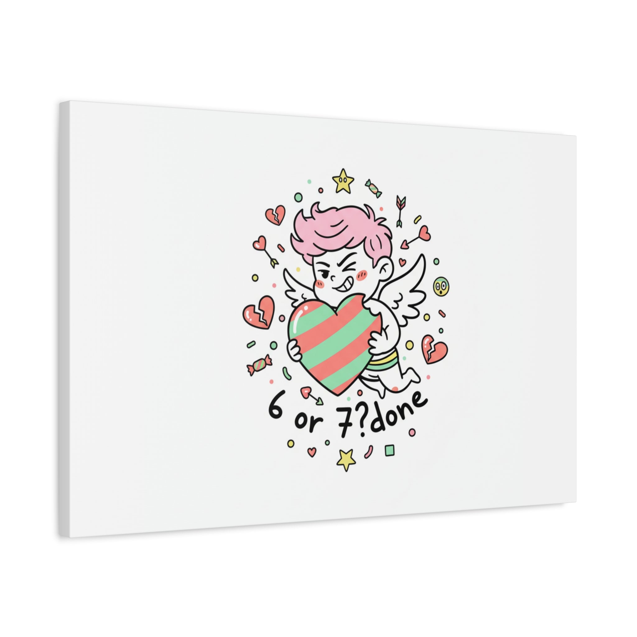 Weird Cupid heart illustration Canvas | Weird Valentine, quirky chaotic love
