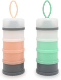 Baby Formula Dispenser, Portable Milk Powder Dispenser Container, Baby Feeding Travel Storage Container, formula mixer, formula holder, BPA Free, 4 Compartments, 2 Packs, dispensador de fórmula