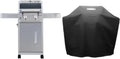 Monument Grills 2-Burner Stainless Steel Liquid Propane Gas Grill, Two Foldable Shelves Patio Garden Barbecue Grill with Clearview® Lid, Knob Control, Mesa200S with BBQ Cover