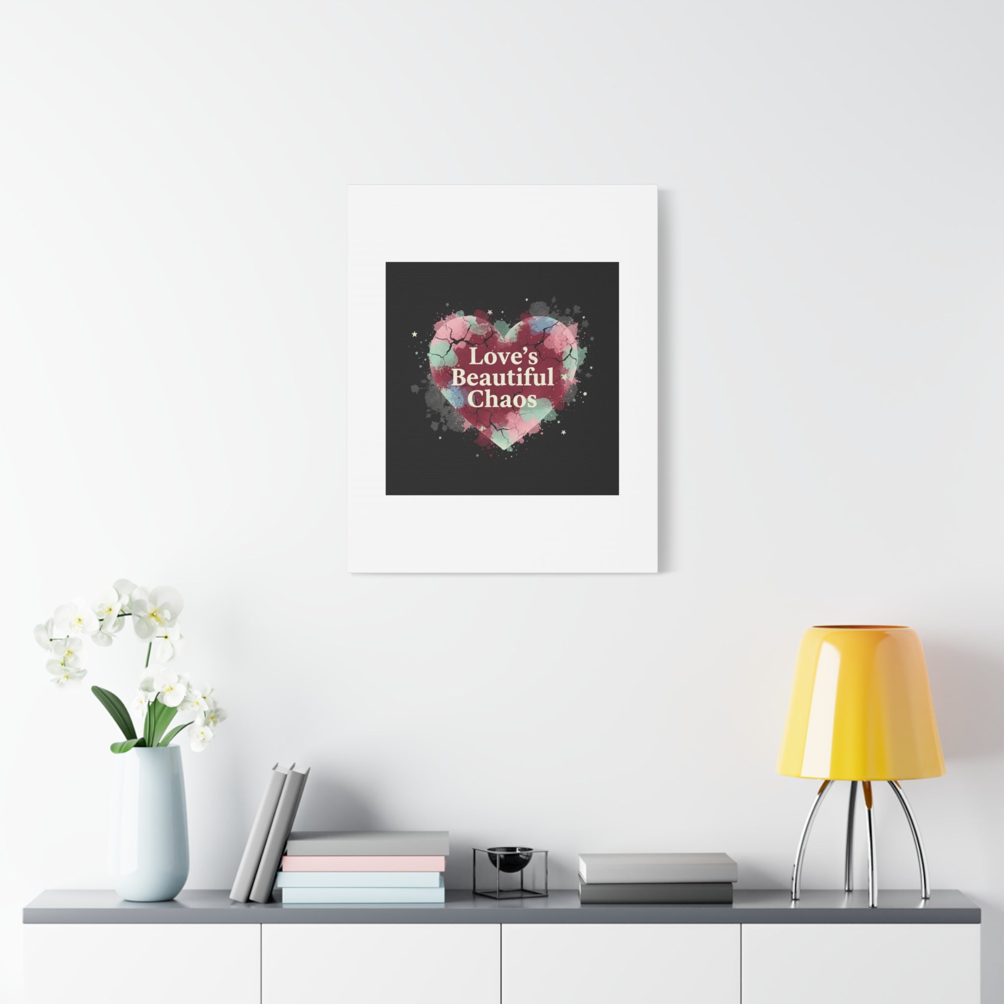 Love's Beautiful Chaos Canvas Print | Soft Grunge Hearts, Distressed Heart Art