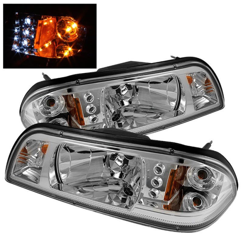 SPYDER Ford Mustang 87-93 1PC LED (Replaceable LEDs)Crystal Headlights Chrome HD-YD-FM87-1PC-LED-C 5012548