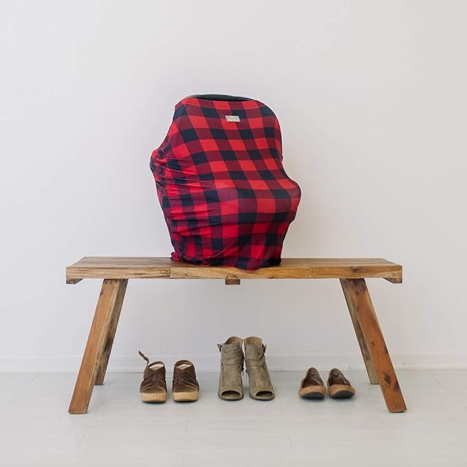 Itzy Ritzy 4-in-1 Nursing Cover, Car Seat Cover, Shopping Cart Cover & Infinity Scarf – Breathable, Multi-Use Nursing Cover Up for Breastfeeding, Carseat Canopy & Stroller Cover (Buffalo Plaid)