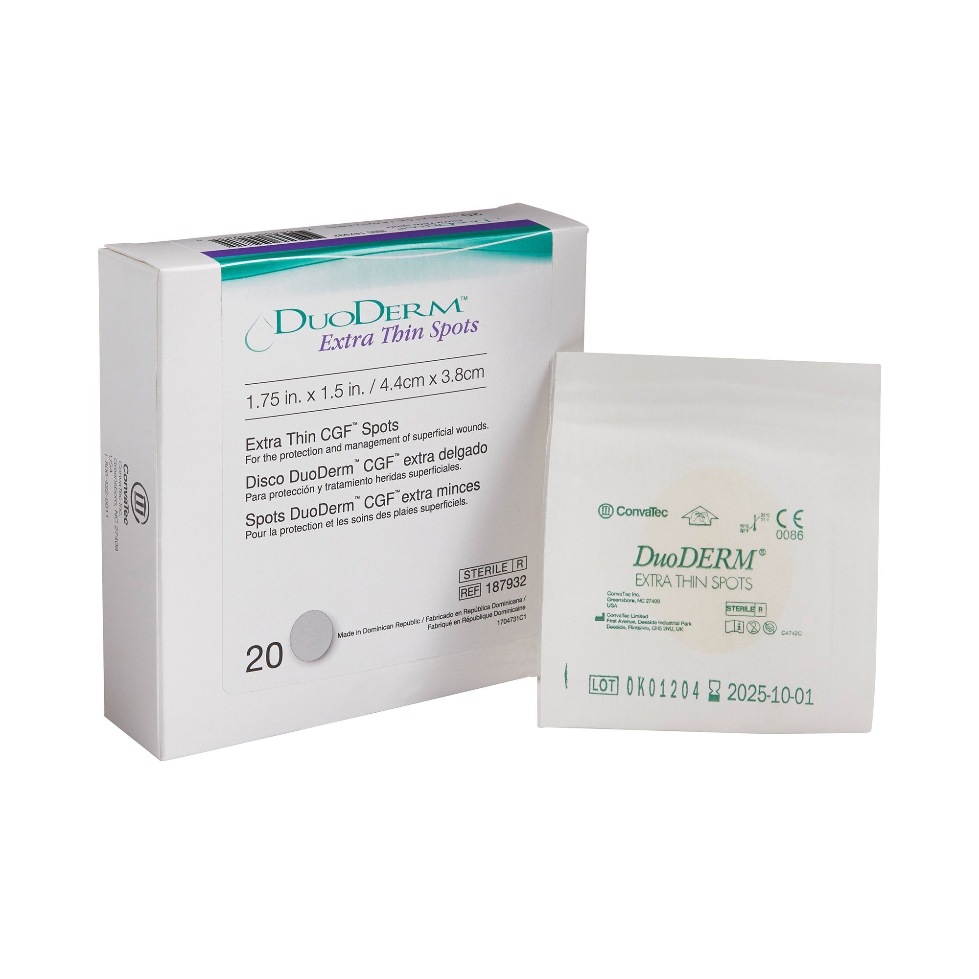 DuoDerm® Extra Thin Spot Hydrocolloid Dressing, 1½ x 1¾ Inch 187932