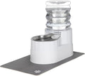 Sfozstra Automatic Gravity Water Dispenser: 5L White Stainless Steel Pet Bowl Waterer with Waterproof Pad - Raised Edge Water Feeder for Cats & Small Dogs Indoor/Outdoor