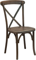 EMMA + OLIVER 2-Pack Gray Wash Dark Driftwood X-Back Chair