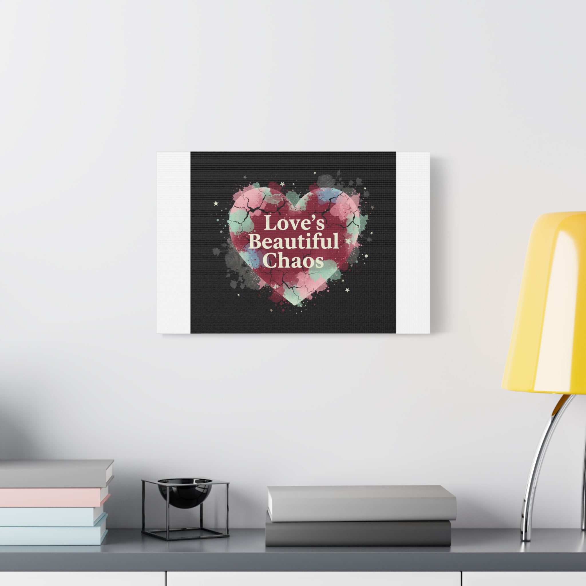 Love's Beautiful Chaos Canvas Print | Soft Grunge Hearts, Distressed Heart Art