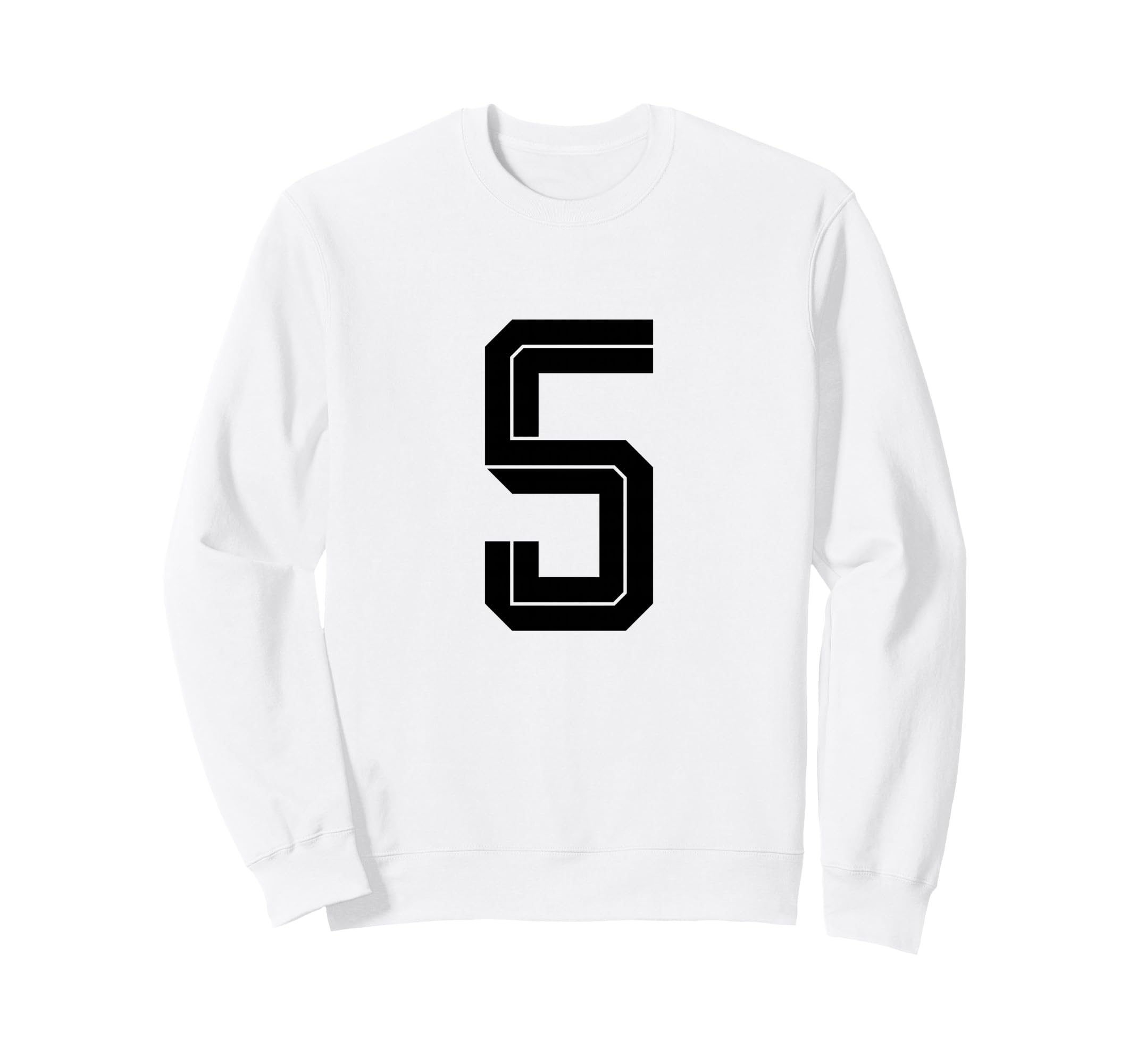 5 White Number 5 Sports Fan Soccer Sweatshirt - Novelty Apparel for Adults