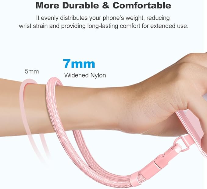 Phone Wrist Strap Lanyard, Adjustable Wristlet Strap Lanyard with Slim Patch for iPhone and Most Cell Phone – Pink