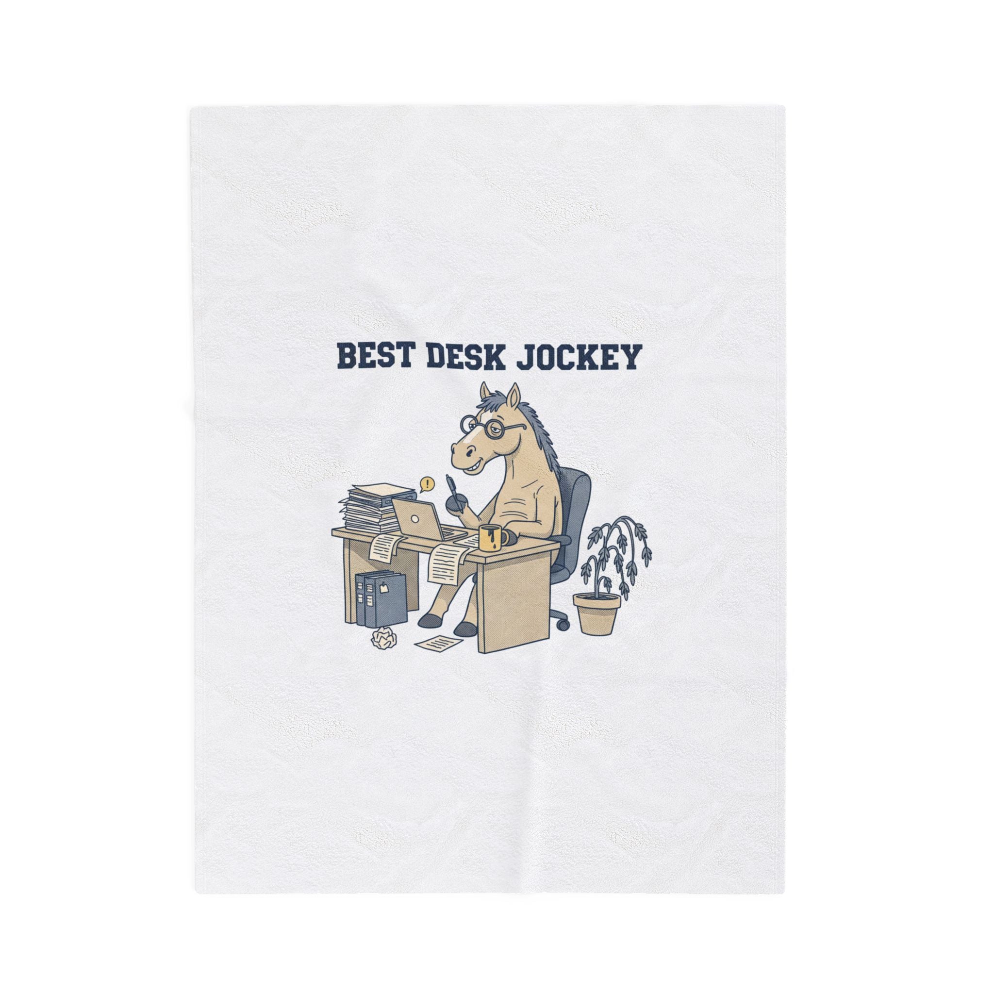 Best Desk Jockey Velveteen Blanket | Workhorse Office Humor, Collegiate Sketch