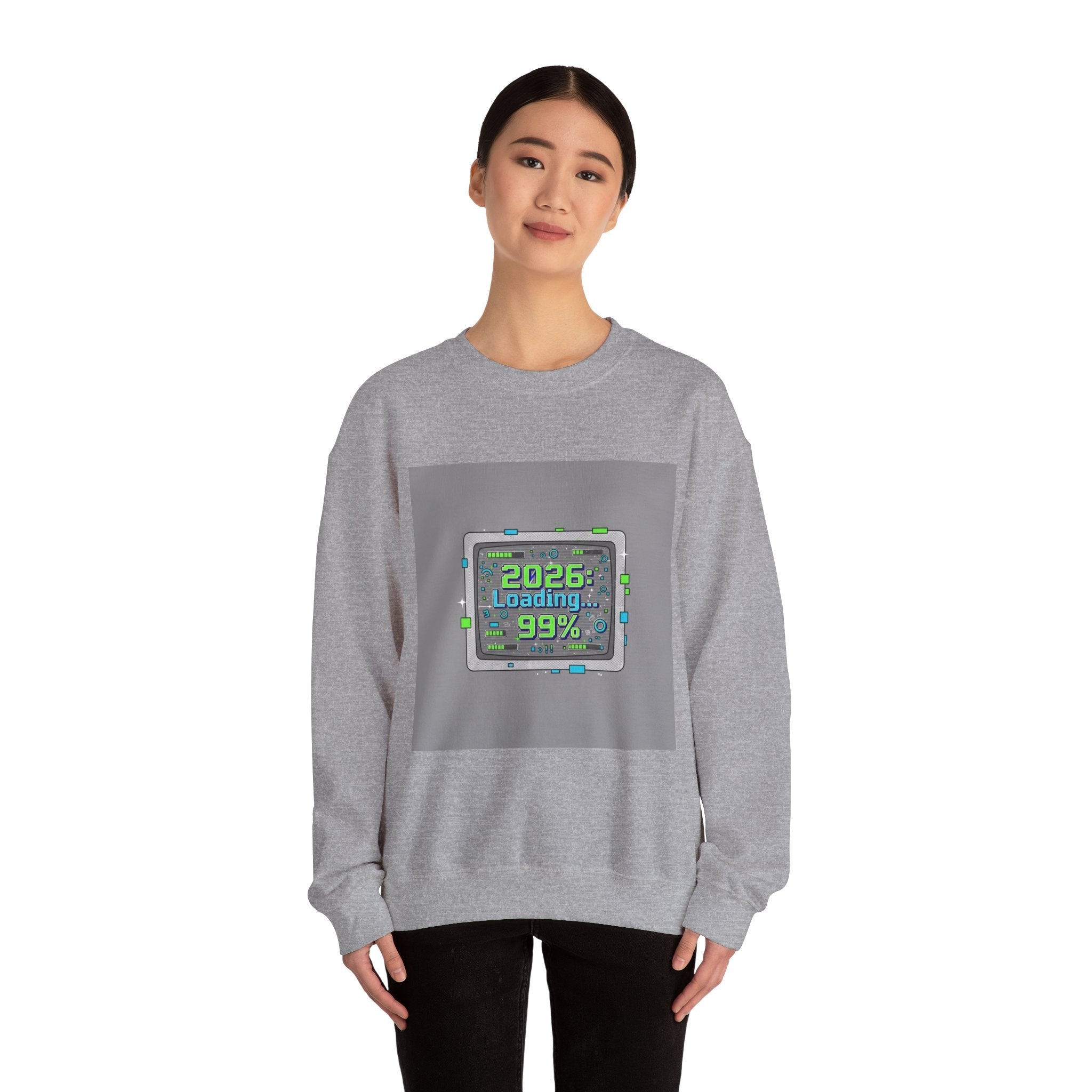 2026 Loading 99% Crewneck Sweatshirt | NYE countdown, retro system UI