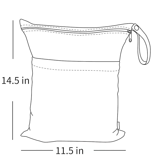 ALVABABY 2pcs Cloth Diaper Wet Dry Bags Waterproof Reusable with Two Zippered Pockets Travel Beach Pool Daycare Soiled Baby Items Yoga Gym Bag for Swimsuits or Wet Clothes LX-H358359