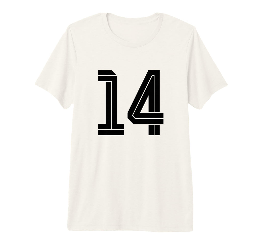 14 White Number 14 Sports Fan Soccer T-Shirt - Novelty Apparel Men Women