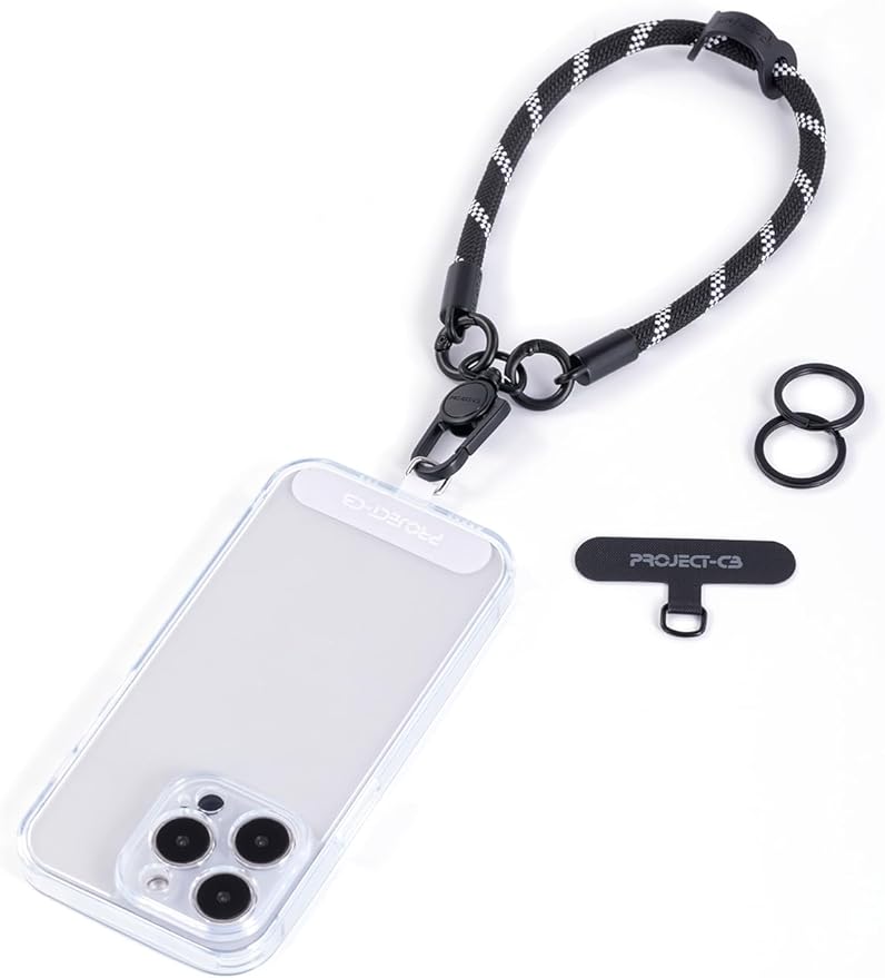 project-cb Phone Wrist Strap 1,Tether Tab 2,Phone Wristlet,Lanyard Wrist Strap,Key Holder,KeyChain,KeyRing×2(Blackshadow)