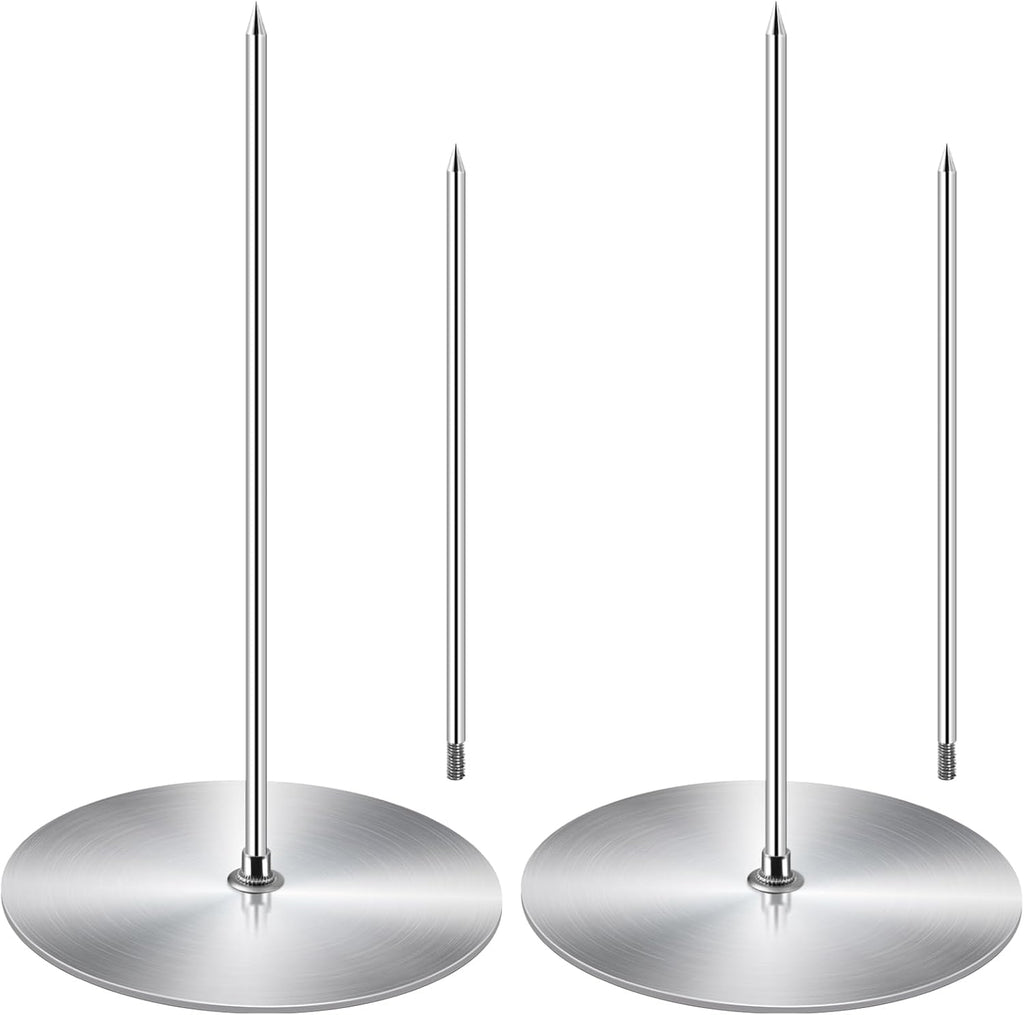 Vertical Skewer Grill - Stainless Removable Vertical Brazilian Barbecue Grilling Rack Meat Spit - Perfect for Steak, Whole Chickens, Whole Fish, Large Meat, 2Pack