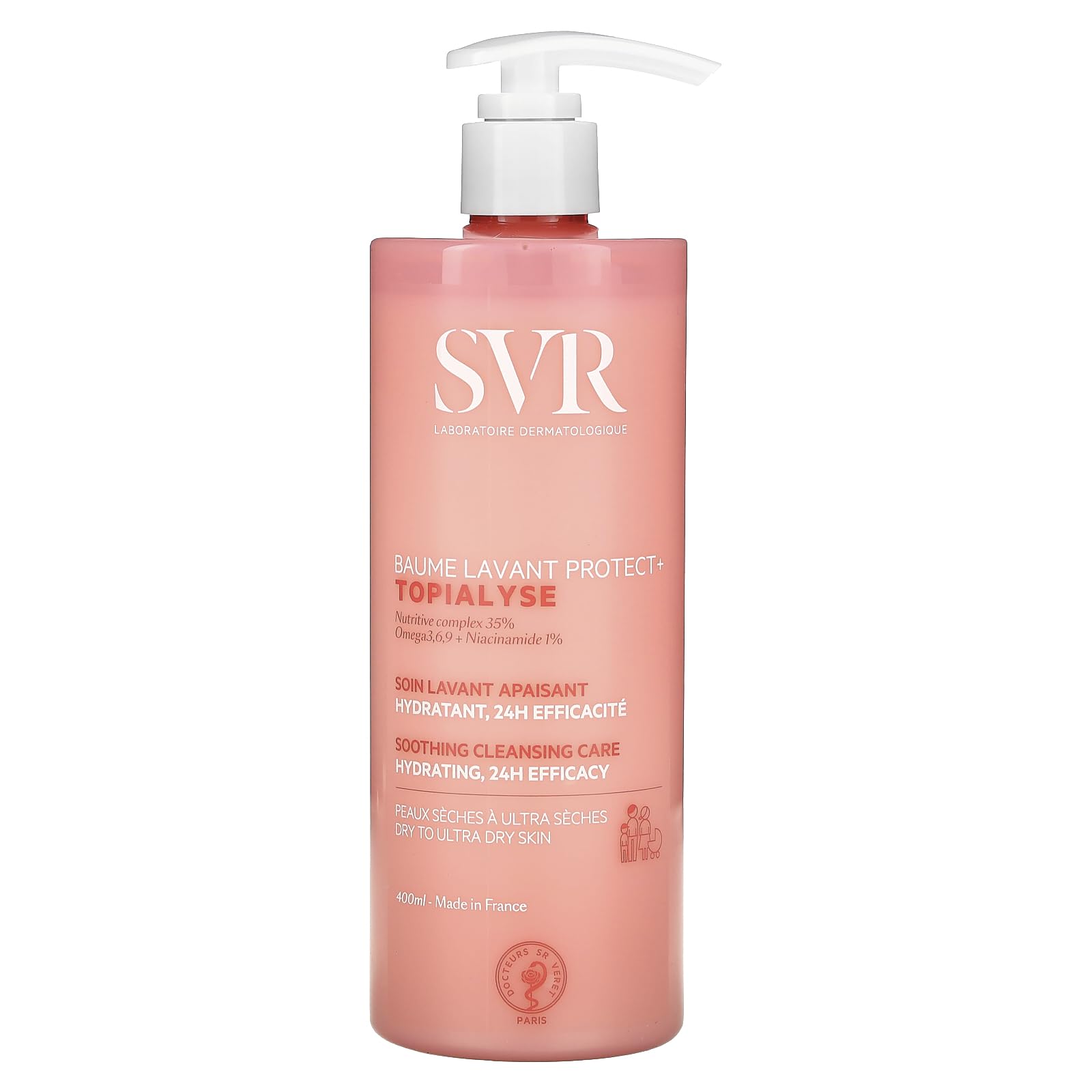 SVR Topialyse Gel Lavant - Gentle, Hypoallergenic Face Cleansing Gel for Sensitive & Dry Skin - Paraben-Free, Omega 3, 6, 9 Enriched