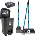 Dog Poop Trash Can for Outdoors with Extra Large Pooper Scooper & 50 Waste Bags - 20L/5 Gallon Large Dog Poop Trash Can Outside with Lid and Removable Inner Bucket Waterproof Odor Control for Backyard