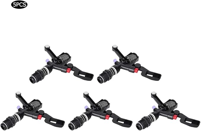5PCS Garden Impulse Sprinkler Impact Sprinkler for Watering Irrigation, 3/4in DN20 Male Thread