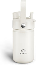 Kids Insualated Water Bottle with Straw - 12oz Stainless Steel Water Bottle with Dual Spouts, Leak-Proof, BPA-Free, Double Wall Vacuum Keeps Cold for 24 Hours for Sports, Travel, School (Cream Moon)