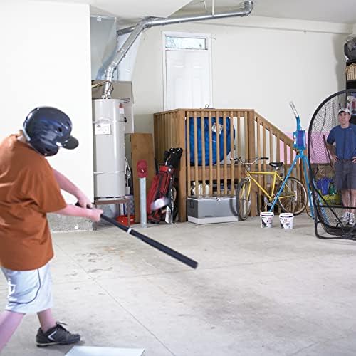 Jugs Small-Ball Pitching Machine with 2-Dozen Small-Balls—1-Dozen White and 1-Dozen Vision-Enhanced Yellow. Hitting Big. Throws fastballs or Overhand Curves., JUGS Blue