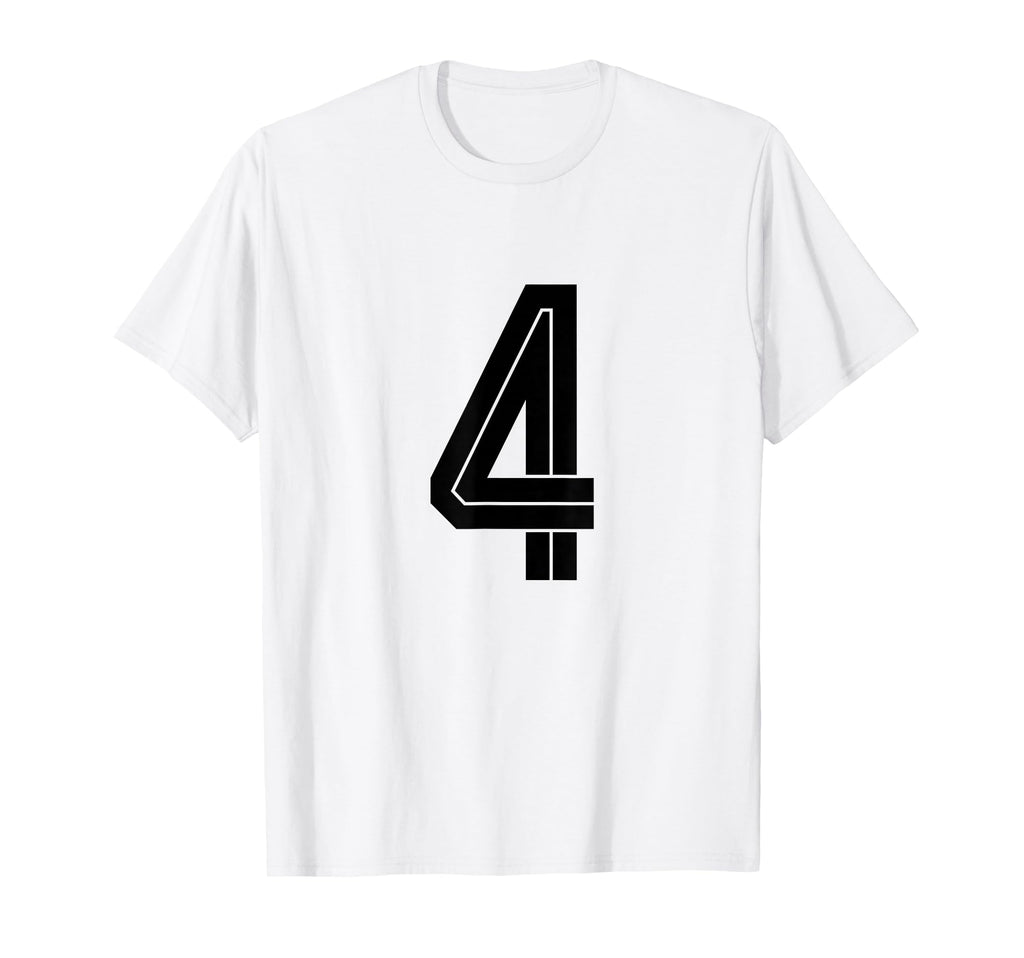 4 White Number 4 Sports Fan Soccer T-Shirt - Trendy Graphic for Adults