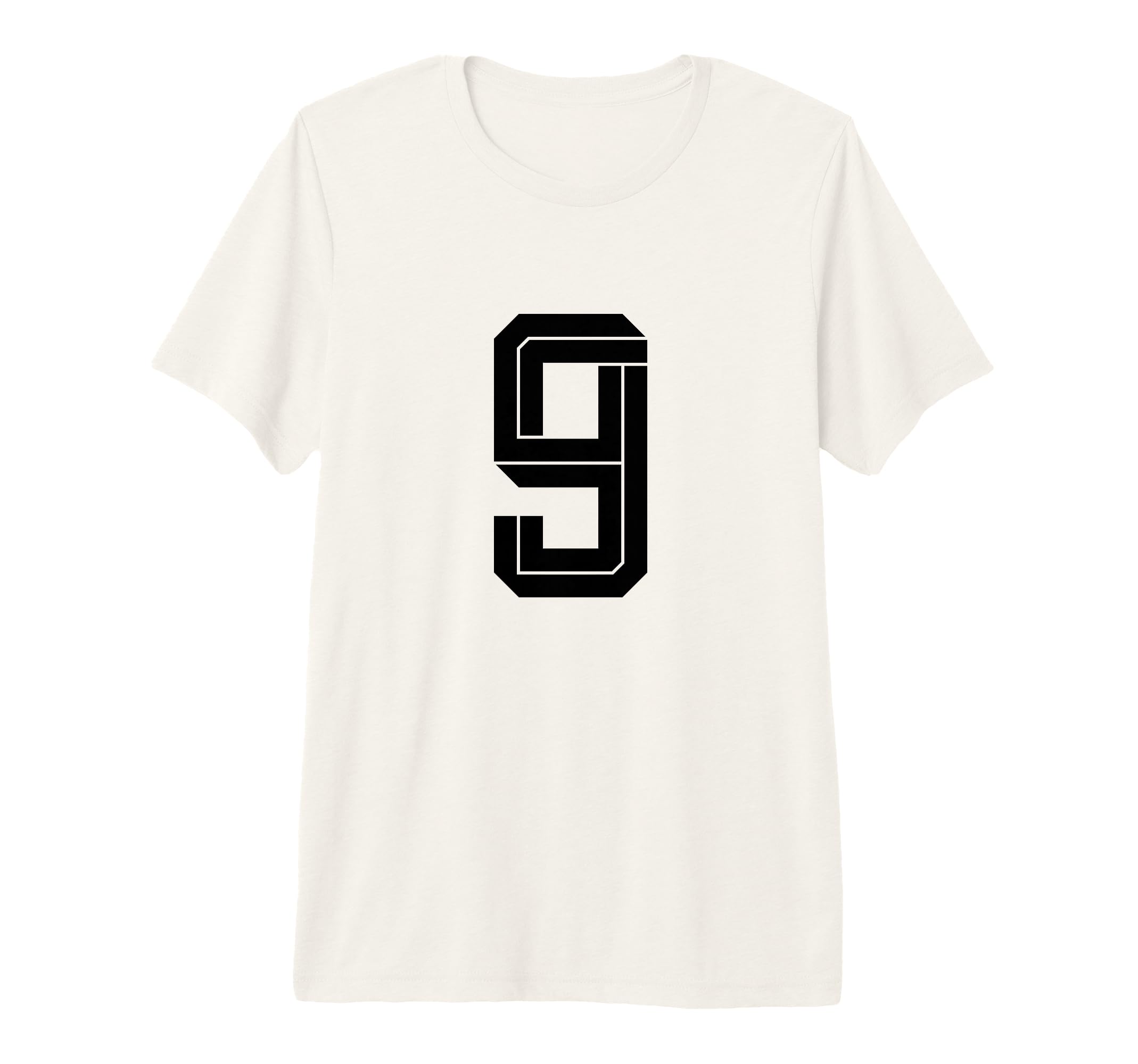 9 White Number 9 Sports Fan Soccer T-Shirt - Fun Novelty Design Men Women